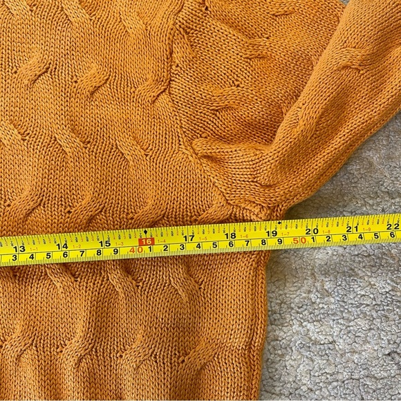 Womens Orange Polo Ralph Lauren Chunky Cable Knit Turtleneck Sweater - Medium - Picture 8 of 11
